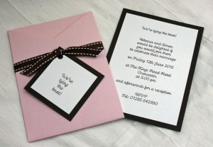 Bardot Invitation in Pink and Brown